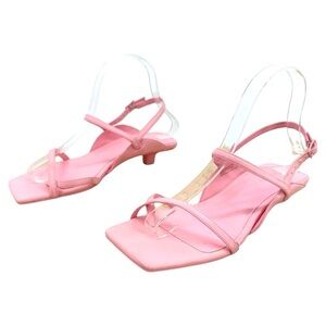 Open Edit | Jessie 7 Pink Low Heel Strappy Sandals